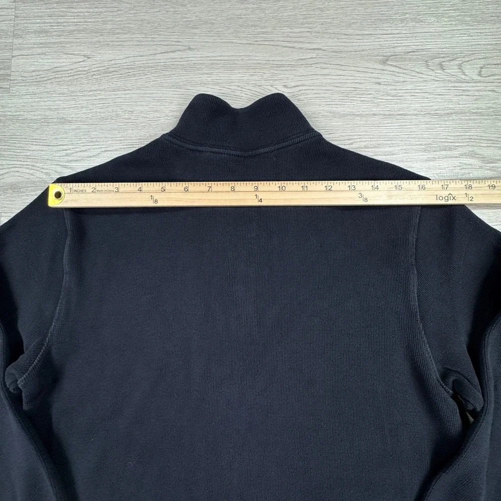 Lands End Mens Sweater Quarter Zip‎ Pullover Navy Blue Size S Cotton Ribbed Trim